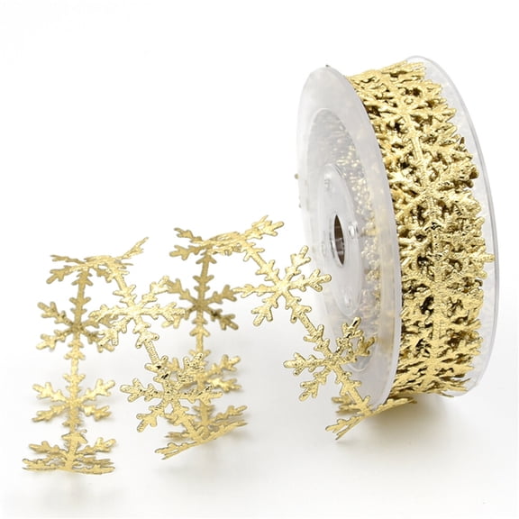 BESTOYARD Polyester Ribbon Chic Snowflake Pattern Home Furnishing Embellishment 1Set