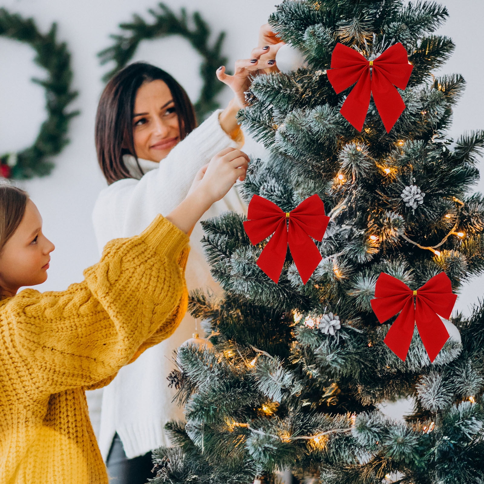 Extra Large 6ft Red Christmas Tree Topper Bow With 24 Velvet Mini Bows - Oversized Holiday Decor