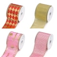 thumbnail image 1 of Christmas Ribbon Wired 1.5 Inch Set of 4 Ribbon Wire Red, Green, Gold, Silver / White Sheer Organza Glitter Gift, Xmas Ribbons Decoration, Holiday Craft, Gifts Wrap 40 Yards / 10 Yard Ea. Roll, 1 of 10