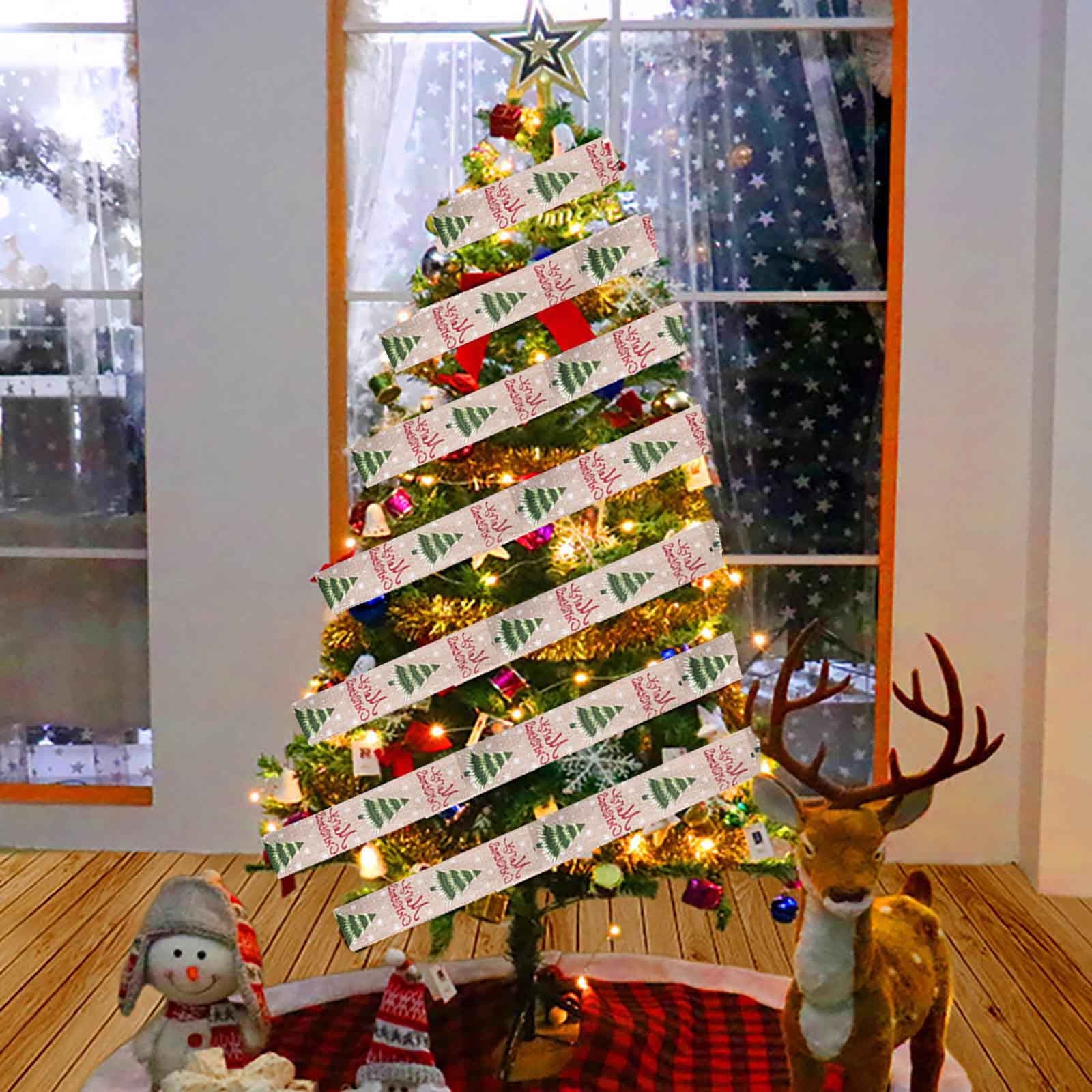 Window Ribbion Tree Christmas Ribbon Wired 2.5 Inch,Red Ribbon for Christmas Tree ...