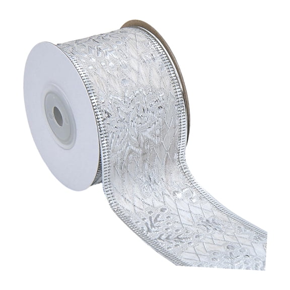 Christmas Ribbon Wired 30ft Length DIY Decorative Multipurpose Greeting Cards Double Sided Gifts Wrapping Ribbon Xmas Ribbons Snowflake 5cm