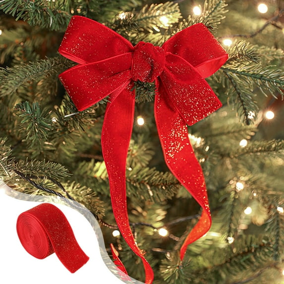 Christmas Ribbon Wired for Tree,Wired Ribbon for Gift Wrapping ,Glitter Ribbon Wired Christmas Ribbons,Christmas Decor Present Ribbon Rolls Christmas Ribbon Gift Crafts Wrapping