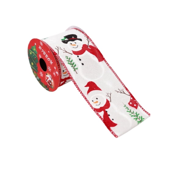 Christmas Ribbon Wired with Snowman Print, 9Ft X 2.5In, Red and White ...