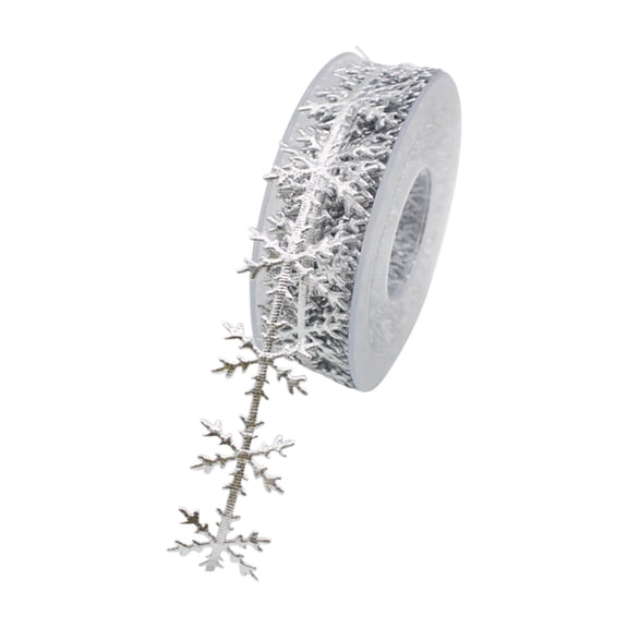 Christmas Ribbons Silver Snowflake Trim Ribbons for Christmas Tree, Wreath, Garland, DIY Crafts, Gift Wrapping, Hanging Ornament, Party Decorations 10 Yards/Roll