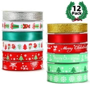 Christmas Ribbons for Gift Wrapping 60 Yards Grosgrain Ribbon Silver Gold Glitter Ribbon for Christmas Wreath Bows Ribbon Craft Decoration