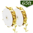 thumbnail image 1 of Christmas Ribbons for Tree Gold Leaf Ribbon Trim Rope for Garland DIY Crafts Home Decorations 65 Ft, 1 of 7