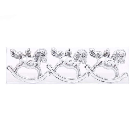 Christmas Rocking Horse Ornaments 3 pack Glitter Baubles 8cm Vintage Mini Hanging Decorations for Xmas Tree Holiday Party Supplies Shatterproof Plastic