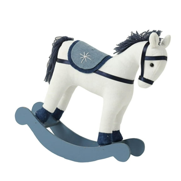 Christmas Rocking Horse Plush Toy Wood Base Soft Material Perfect for Holiday Nursery Toddler Seasonal Decor