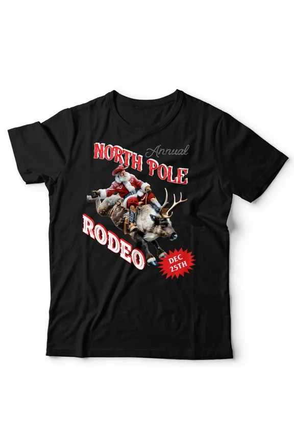 Christmas Rodeo Cowboy Festive Western Cheer Holiday Frontier Style Unisex T-Shirt, up to size 5XL