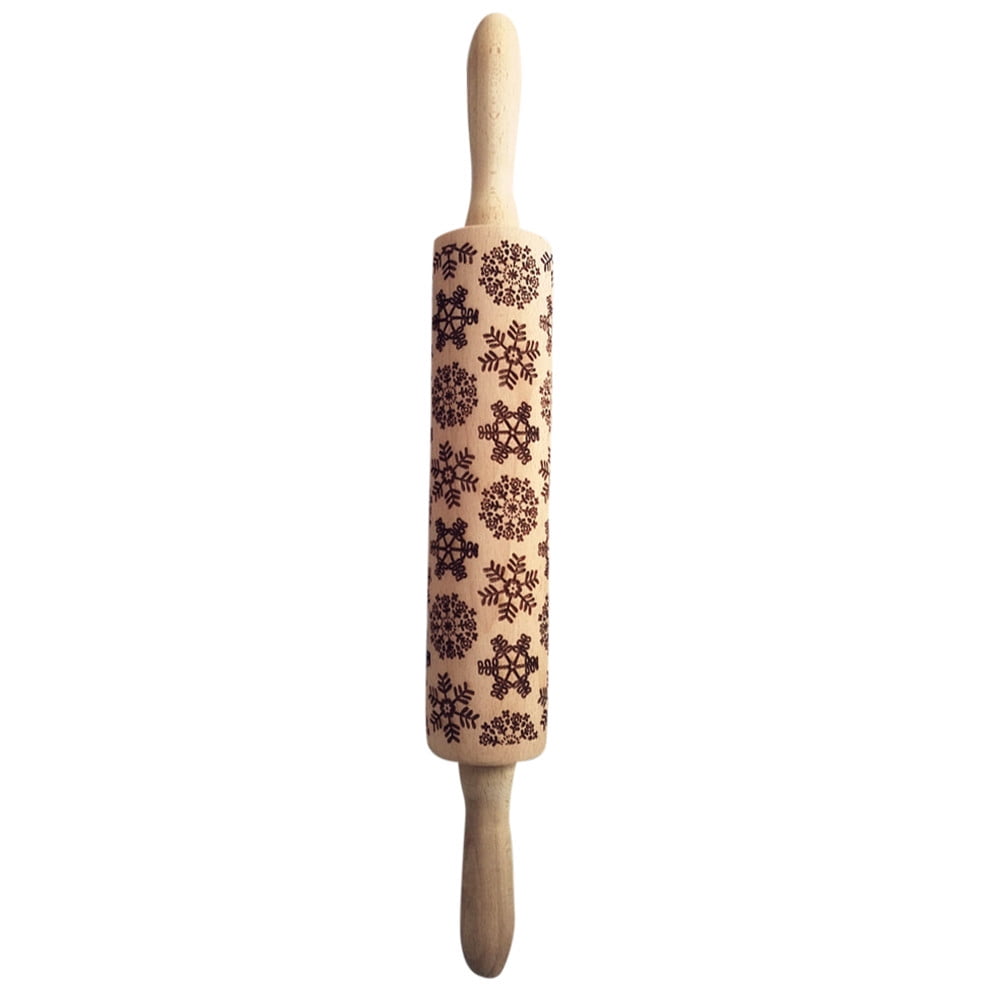 Christmas Rolling Pin Engraved Embossed Rolling Pin for Baking