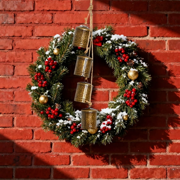 Christmas Rope Trumpet Shabby Style Metal Hanging Cow Decoration,Vintage Shabby Style Metal Cowbell Hanging Decor - Christmas Rope Trumpet Rustic Wall Hanging For Farmhouse Holiday Home Decoration