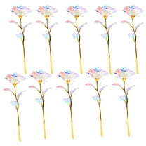 Christmas Rose Galaxy Artificial Flowers, Valentine's Colorful Gift Roses, 10-Piece Set with Gold Foil Stems, Multi-Color Iridescent Petals, Permanent Floral Arrangement, Home and Event Decoration