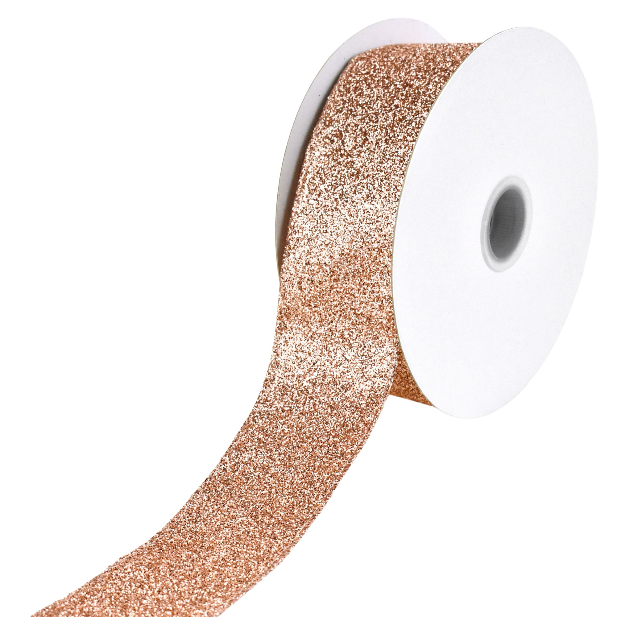 Christmas Rose Gold All Glitter Wired Ribbon, 1-1/2-Inch, 10-Yard ...