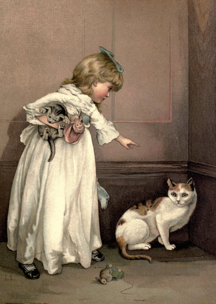 Christmas Roses 1886 Pussy in the Corner Canvas Art - Lizzie Lawson (24 x 36)