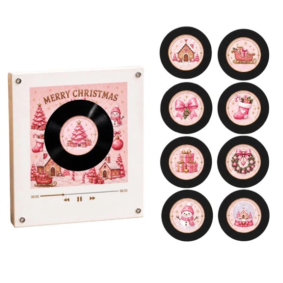 Christmas Rotating Disc Night Light Music Box Refrigerator Magnet Nfc Music Player Holiday Home Decor Nightstand Lamp Gift For Family Friends Bedroom Living Room Party Table Home Decor