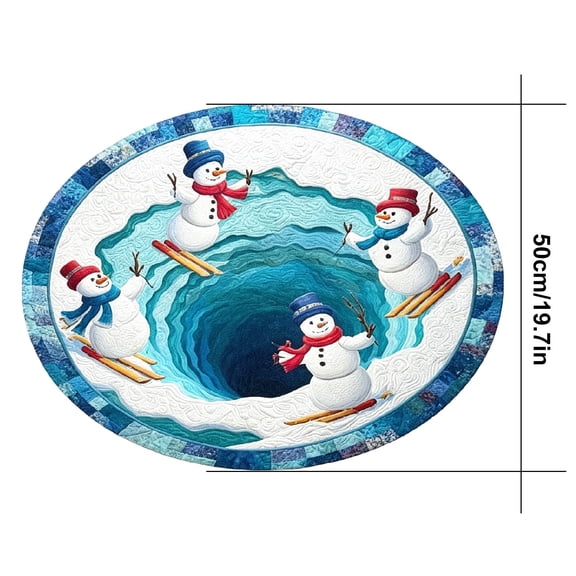 Christmas Round Area Rug Winter Scene Print Soft Non-Slip Washable Indoor Carpet for Living Room Bedroom Entryway Decor