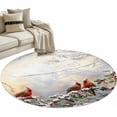 thumbnail image 1 of Christmas Round Area&nbsp;Rug 3ft Winter Snowfall Forest Bough Cardinal Berries Non-Slip&nbsp;Washable Circle Rugs Soft Felt Indoor Floor Mat for Bedroom Kitchen Living Room Bathroom, 1 of 9