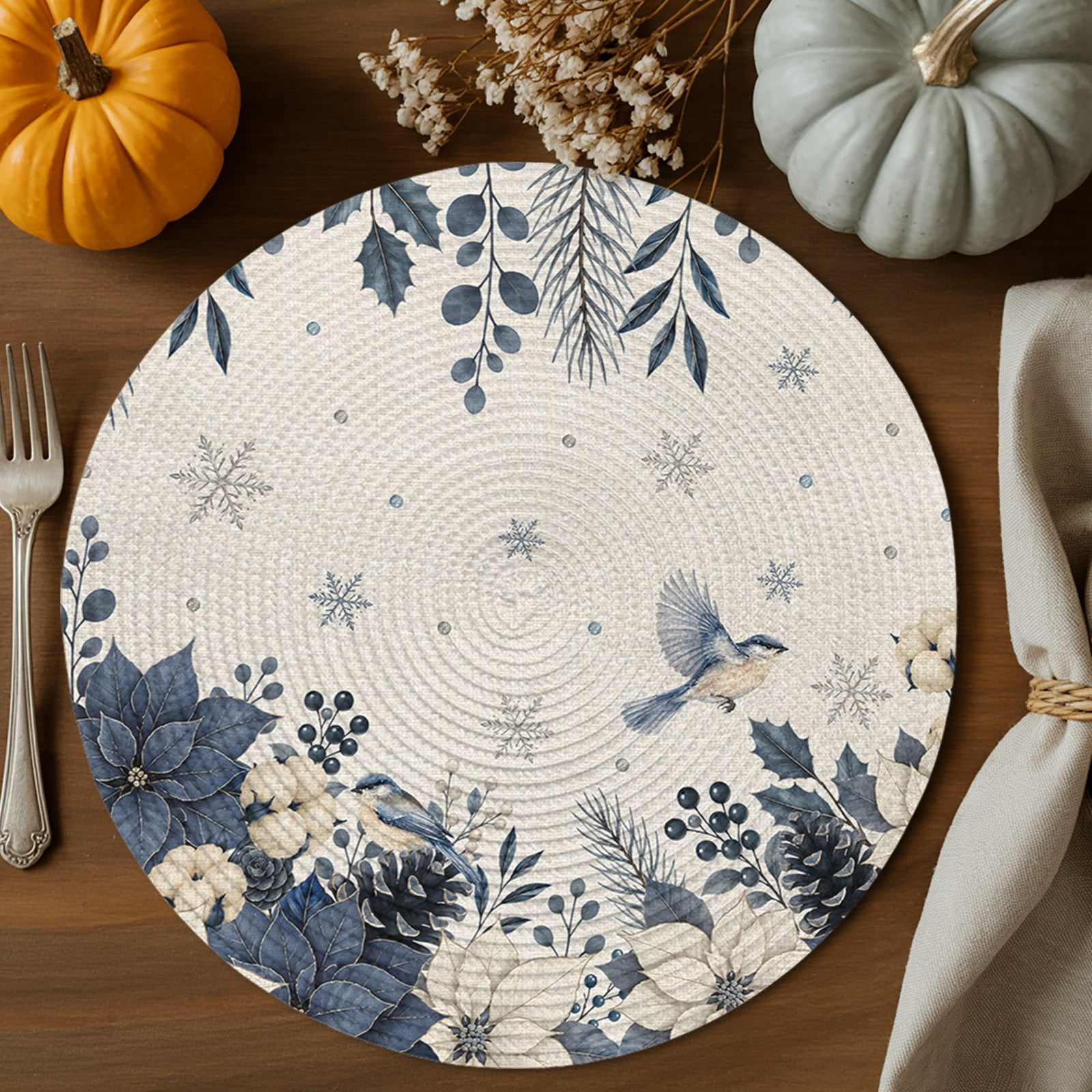 Christmas Round Braided Placemats 15