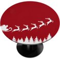 thumbnail image 1 of Christmas Round Fitted Tablecloth with Elastic Christmas Tree Reindeer Red Round Table Cloth Polyester Fitted Tablecloth 36"-42" Waterproof Table Cover for Dining Room Patio Restaurant Use, 1 of 4