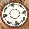 thumbnail image 1 of Christmas Round Fitted Tablecloth with Elastic Edge 40-44 Inch Winter Holly Table Cover Snowflake Tablecloth Washable Xmas Tree Table Cloth for Kitchen Dining Party Patio Picnic, 1 of 8