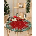 thumbnail image 1 of Christmas Round Fitted Tablecloth with Elastic Edge,Green Xmas Tree Waterproof Table Cover Snow Table Cloth,Winter Snowflakes Red Circle Table Covers for Dining Room Home Decor 45-54 Inch, 1 of 4