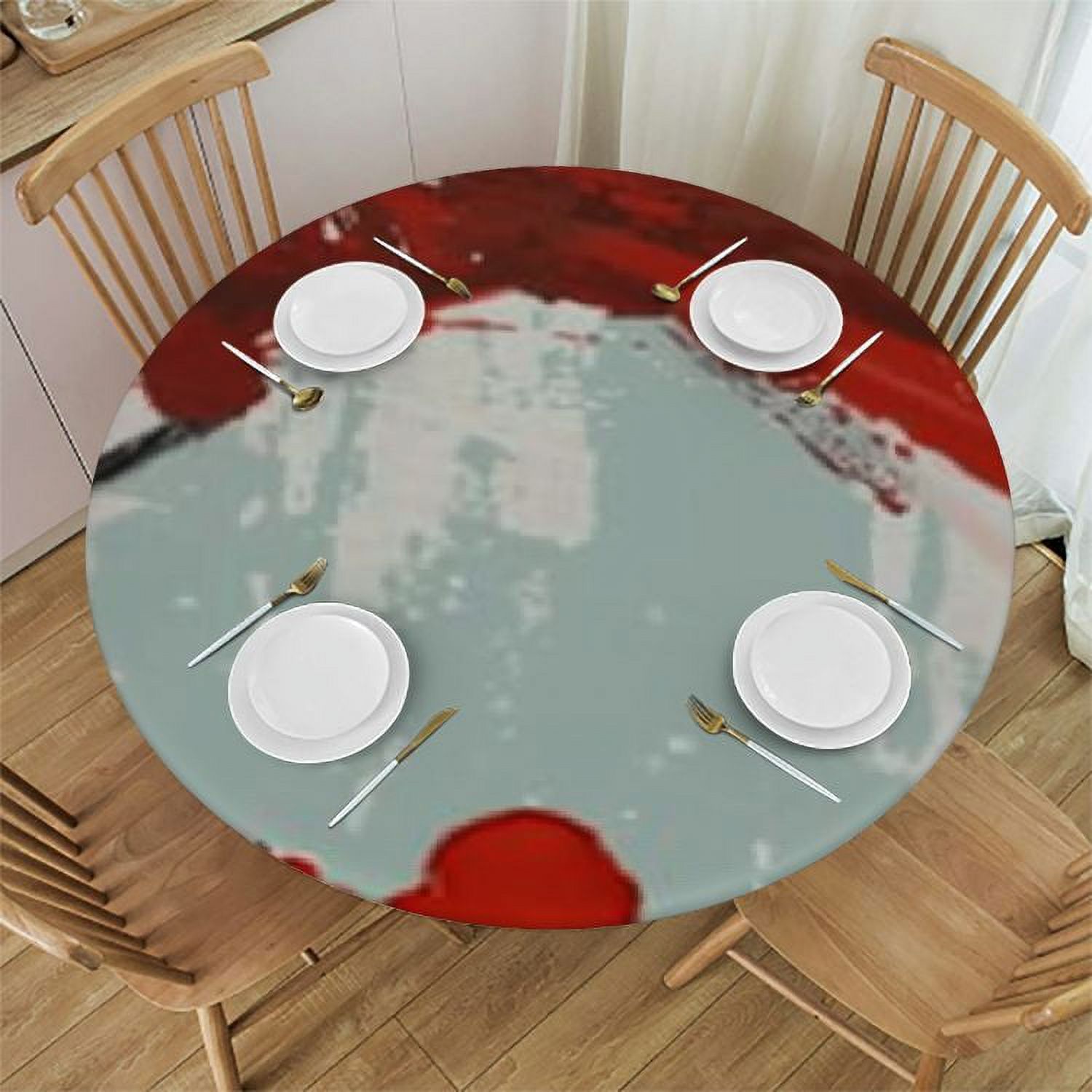 Christmas Round Fitted Tablecloth Elastic Edge,for Round Tables