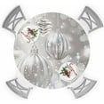 thumbnail image 1 of Christmas Round Fitted Tablecloth with Elastic Silver Xmas Ball Tablecloths Snowflakes Table Cover for Kitchen Dinner Xmas Holiday Party Decor Fits Tables up to 36"- 44" Diameter, 1 of 4