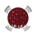 Christmas Round Fitted Tablecloths Table Cover, Red Black Plaid Snowman