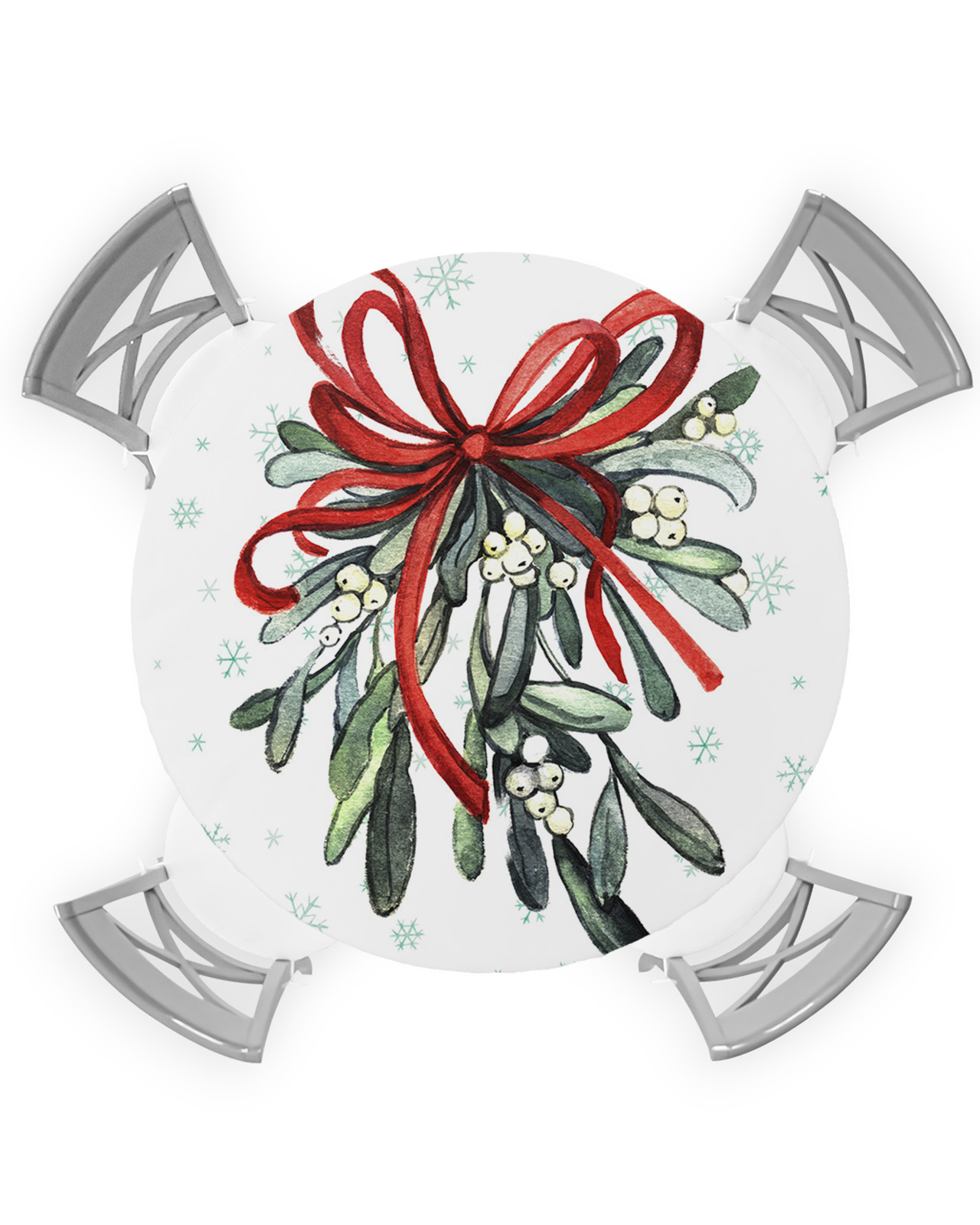 Christmas Round Fitted Tablecloths Table Cover, Watercolor Red Green