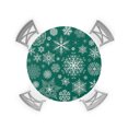 Christmas Round Fitted Tablecloths Table Cover, Xmas Green Snowflake
