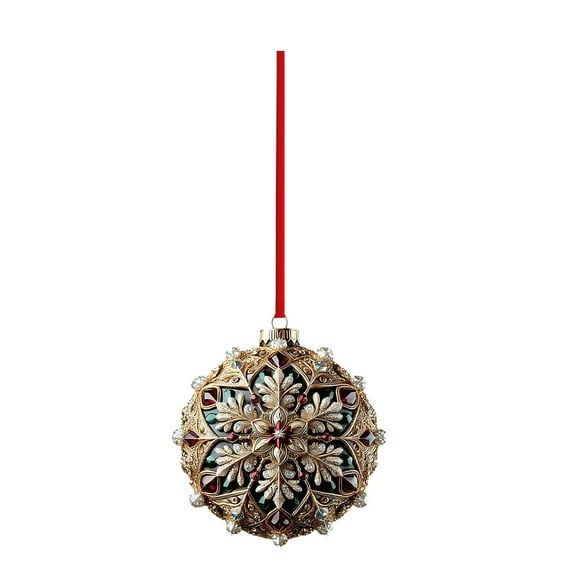 Christmas Round Hanging Decoration Acrylic 2D Flat Christmas Ball Pendant for Xma Tree Holiday Party Accessories (C)