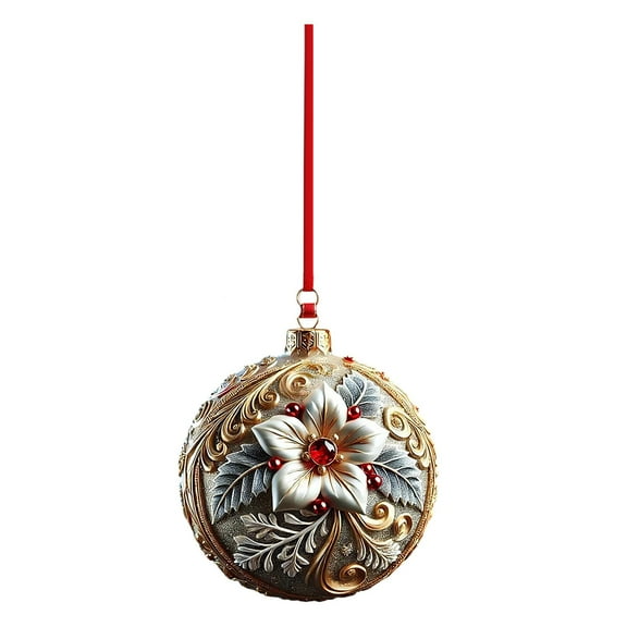 Christmas Round Hanging Decoration Acrylic 2D Flat Christmas Ball Pendant for Xma Tree Holiday Party Accessories (L)
