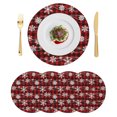 thumbnail image 1 of Christmas Round Placemats Set of 4, Braided Polypropylene Place Mats, Black Red Buffalo Plaid Winter Xmas Snowflake Washable Table Mats for Kitchen Dinner Holiday Wedding Party Coffee Table Decor 13", 1 of 9