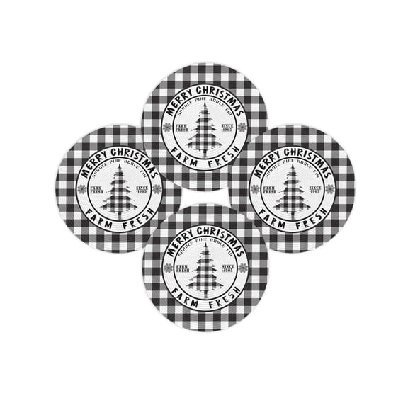Christmas Round Placemats Set of 4 Merry Christmas Place Mats Woven Placemat Farm Fresh Christmas Tree Black Buffalo Check Plaid Circle Braided Table Mat for Kitchen Dining Table Party Decor 15 Inch
