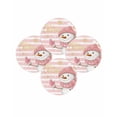 thumbnail image 1 of Christmas Round Placemats Set of 4 Pink Snowman Place Mats Washable Woven Placemat Golden Snowflake Stripes Circle Braided Table Mat for Kitchen Dining Table Party Home Decor 15 Inch, 1 of 8