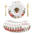 thumbnail image 1 of Christmas Round Placemats Set of 8, Braided Polypropylene Place Mats, Winter Berry Flower Farmhouse Xmas Poinsettia Washable Table Mats for Kitchen Dinner Holiday Wedding Party Coffee Table Decor 15", 1 of 9