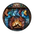 thumbnail image 1 of Christmas Round Rug - 16" - Stained Glass Patterns - Round Area Rug, Washable Circle Rugs for Bedroom Non-Slip Soft Rug, Christmas Theme Print Holiday Decor Round Carpet for Living Room, 1 of 6