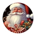 thumbnail image 1 of Christmas Round Rug – 23.62 in Circular Holiday Floor Mat with Santa & Reindeer Prints, Polyester Christmas Tree Skirt or Entryway Carpet for Living Room & Home Decor, 1 of 5