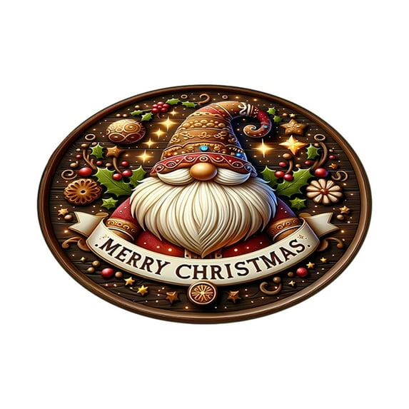 Christmas Round Rug 24 Inch Holiday Theme Living Room Carpet Non-Slip Floor Mat for Home Decor