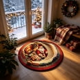 thumbnail image 1 of Christmas Round Rug with Santa Claus Optical Illusion Design, Non Slip Visual Effect Floor Mat for Entryway Living Room, Holiday Stair Scene Carpet, 23.62x23.62 inch, 1 of 8