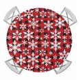 thumbnail image 1 of Christmas Round Tablecloth for 36-44 Inch Tables,Fitted Table Cover with Elastic Edge,Winter Snowflakes Red Black Buffalo Plaid Waterproof Outdoor Table Cloth Protector for Patio Garden Dinner Picnic, 1 of 9