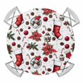 thumbnail image 1 of Christmas Round Tablecloth for 36-44 Inch Tables, Fitted Table Cover with Elastic Edge, Xmas Snowman Tree Snowflake Balls Waterproof Outdoor Table Cloth Protector for Patio Garden Dinner Picnic, 1 of 9