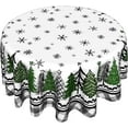 thumbnail image 1 of Christmas Round Tablecloth 60 Inch,Green and Black Buffalo Plaid Xmas Trees Snowflakes Theme Country Reusable Wrinkle Resistant Table Cover for Holiday Party Dinner Table Decor, 1 of 1