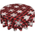 thumbnail image 1 of Christmas Round Tablecloth 60 Inch Red Black Buffalo Plaid Tablecloth Waterproof Polyester Xmas Winter Snowflake Table Cloth Table Cover for Kitchen Dining Room Picnic Patio Party, 1 of 6
