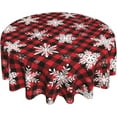 thumbnail image 1 of Christmas Round Tablecloth 60 Inch Red Black Buffalo Plaid Tablecloth Waterproof Polyester Xmas Winter Snowflake Table Cloth Table Cover for Kitchen Dining Room Picnic Patio Party, 1 of 6