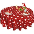 thumbnail image 1 of Christmas Round Tablecloth 60 Inch, Red Winter Christmas Tree Table Cloth for Xmas Rustic Farmhouse Kitchen Decor, Wipeable Polyester Fabric Table Cover for Holiday Party, 1 of 6