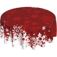 thumbnail image 1 of Christmas Round Tablecloth 60 Inch Red Xmas Snowflake Table Cloth Rustic Winter Reusable Circle Fabric Table Clothes Cover for Picnic Party Dining Room Home Outdoor Decor, 1 of 6
