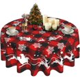 thumbnail image 1 of Christmas Round Tablecloth 60 Inch, Reindeer Snowflake Tablecloth Buffalo Plaid Table Cloth, Christmas Outdoor Indoor Table Cover for Christmas Party Decoration, 1 of 6