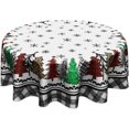 thumbnail image 1 of Christmas Round Tablecloth 60 Inch Snowflake Xmas Trees Black Buffalo Plaid Decorative Table Cloth Polyester Washable Table Cover for Winter Holiday Party Picnic Dinner Decor, 1 of 7