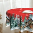 thumbnail image 1 of Christmas Round Tablecloth 60 inch Christmas Nativity Table Cloth Xmas Tree Table Cloths Decorations for Home Kitchen Dining Red Buffalo Plaid, 1 of 8